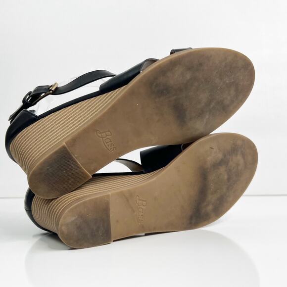 GH Bass & Co Womens 10 Black Leather‎ Crisscross Strap Wedge Heel Renae Sandals - Picture 8 of 12